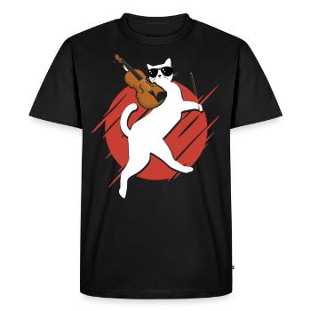 Violon Violoniste Jazz Cat - T-shirt Premium bio Homme - noir - Devant - Nico (187cm)
