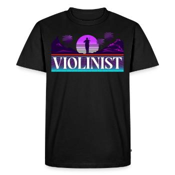 Violon Violoniste Rétro Années 80 90s - T-shirt Premium bio Homme - noir - Devant - Nico (187cm)