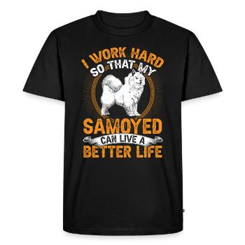 Samoyed work hard Samoyedenspitz - Men's Premium Organic T-Shirt - black - Front - Nico (187cm)