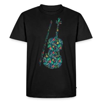 Violin Violinist Tropical Flower - Men's Premium Organic T-Shirt - black - Front - Nico (187cm)