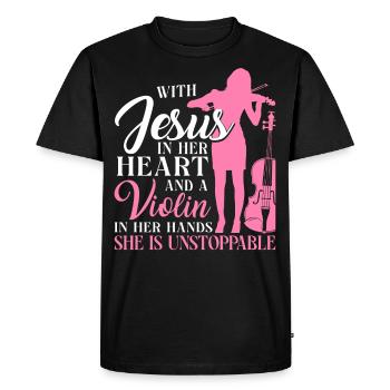 Violoniste Violoniste Jesus Faith - T-shirt Premium bio Homme - noir - Devant - Nico (187cm)