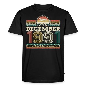 Décembre Né 1991 Cadeau de 31e anniversaire - T-shirt Premium bio Homme - noir - Devant - Nico (187cm)