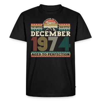 Décembre Né en 1974 Cadeau de 48e anniversaire - T-shirt Premium bio Homme - noir - Devant - Nico (187cm)
