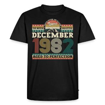 Décembre Né en 1982 Cadeau de 40e anniversaire - T-shirt Premium bio Homme - noir - Devant - Nico (187cm)