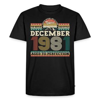 December Born 1981 41st birthday gift - Men's Premium Organic T-Shirt - black - Front - Nico (187cm)