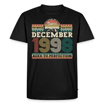 December Born 1998 24th birthday gift - Men's Premium Organic T-Shirt - black - Front - Nico (187cm)
