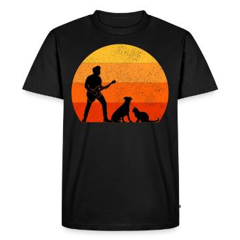 Basse Guitariste Musicien Bassiste Cat Dog Animal - T-shirt Premium bio Homme - noir - Devant - Nico (187cm)
