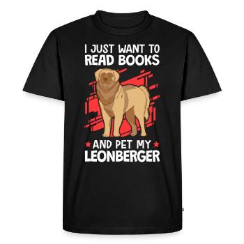 Lire des livres et AVC Leonberger - T-shirt Premium bio Homme - noir - Devant - Nico (187cm)