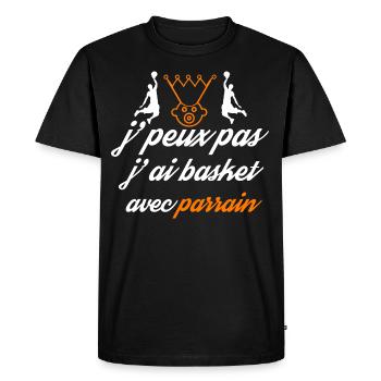 j peux pas j ai basket avec parrain - T-shirt Premium bio Homme - noir - Devant - Nico (187cm)