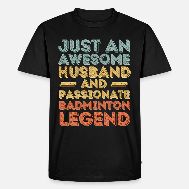 Ehemann Badminton retro - Männer Premium Bio T-Shirt - Schwarz