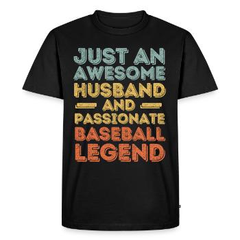 Husband Baseball retro - Men's Premium Organic T-Shirt - black - Front - Nico (187cm)