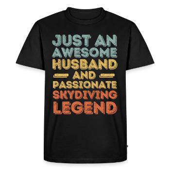 Husband skydiving retro - Men's Premium Organic T-Shirt - black - Front - Nico (187cm)