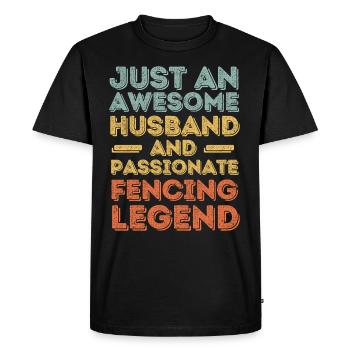 Husband fencing retro - Men's Premium Organic T-Shirt - black - Front - Nico (187cm)