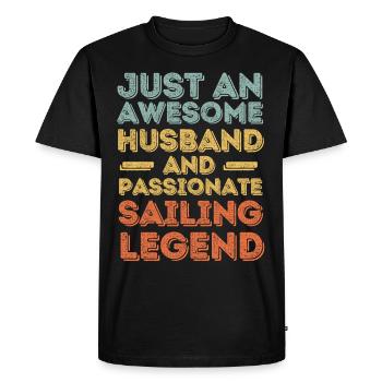 Husband Sailing retro - Men's Premium Organic T-Shirt - black - Front - Nico (187cm)