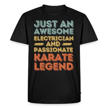 Electrician Karate retro - Men's Premium Organic T-Shirt - black - Front - Nico (187cm)