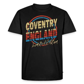 Coventry England UK City Font 80s Style - Men's Premium Organic T-Shirt - black - Front - Nico (187cm)