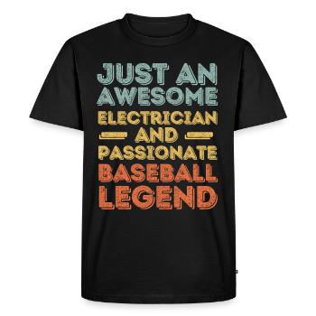Electrician Baseball retro - Men's Premium Organic T-Shirt - black - Front - Nico (187cm)