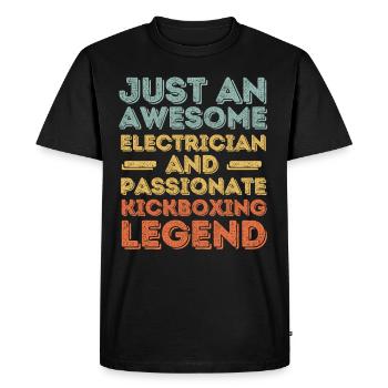 Electrician Kickboxing retro - Men's Premium Organic T-Shirt - black - Front - Nico (187cm)