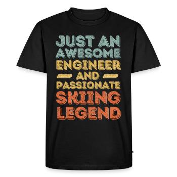 Engineer skiing retro - Men's Premium Organic T-Shirt - black - Front - Nico (187cm)