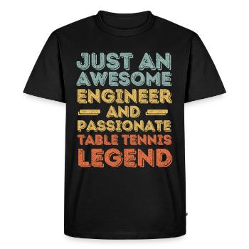 Ingénieur tennis de table rétro - T-shirt Premium bio Homme - noir - Devant - Nico (187cm)