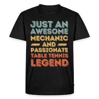 Mécanicien tennis de table rétro - T-shirt Premium bio Homme - noir - Devant - Nico (187cm)