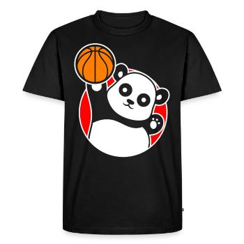 Joueur de basket-ball Panda Basketteur - T-shirt Premium bio Homme - noir - Devant - Nico (187cm)