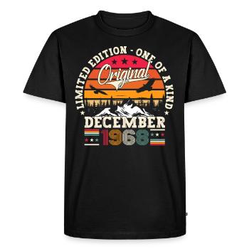 Original December 1968 54th Birthday Gift - Men's Premium Organic T-Shirt - black - Front - Nico (187cm)