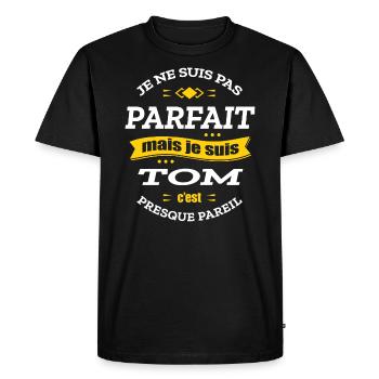 TOM PARFAIT - PRENOM TOM - T-shirt Premium bio Homme - noir - Devant - Nico (187cm)
