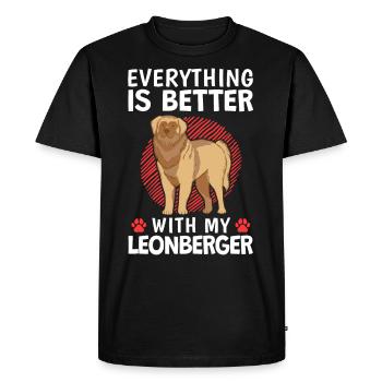Tout va mieux avec mon Leonberger - T-shirt Premium bio Homme - noir - Devant - Nico (187cm)
