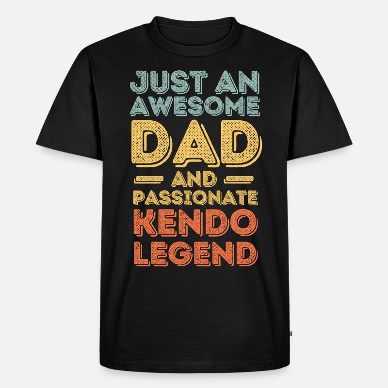 Papa Kendo retro - Männer Premium Bio T-Shirt - Schwarz