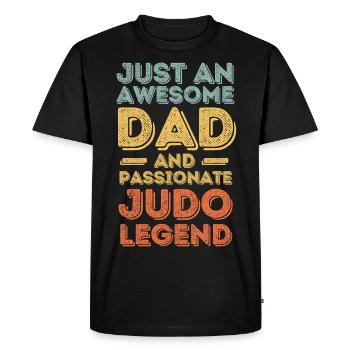 Papa Judo rétro - T-shirt Premium bio Homme - noir - Devant - Nico (187cm)