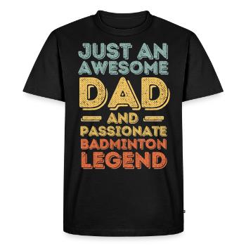 Papa badminton rétro - T-shirt Premium bio Homme - noir - Devant - Nico (187cm)