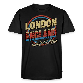 London England UK City Font 80s Style - Men's Premium Organic T-Shirt - black - Front - Nico (187cm)