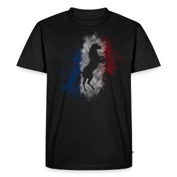 Ombre Cheval Fumée Bleu Blanc Rouge - T-shirt Premium bio Homme - noir - Devant - Nico (187cm)
