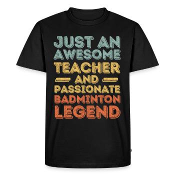 Professeur Badminton rétro - T-shirt Premium bio Homme - noir - Devant - Nico (187cm)