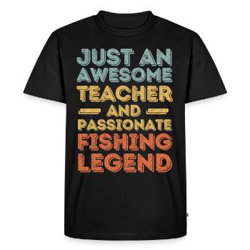 Instructeur pêche pêche rétro - T-shirt Premium bio Homme - noir - Devant - Nico (187cm)