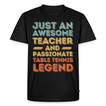 Instructeur tennis de table rétro - T-shirt Premium bio Homme - noir - Devant - Nico (187cm)