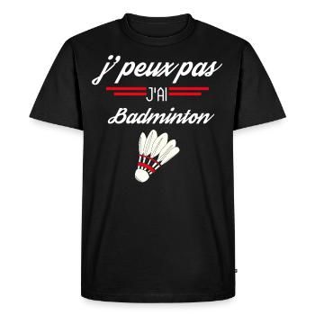 J Peux Pas J Ai badminton - T-shirt Premium bio Homme - noir - Devant - Nico (187cm)