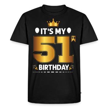 51 Anniversaire 51 Joyeux anniversaire - T-shirt Premium bio Homme - noir - Devant - Nico (187cm)