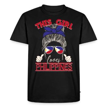 Philippines Femme - T-shirt Premium bio Homme - noir - Devant - Nico (187cm)