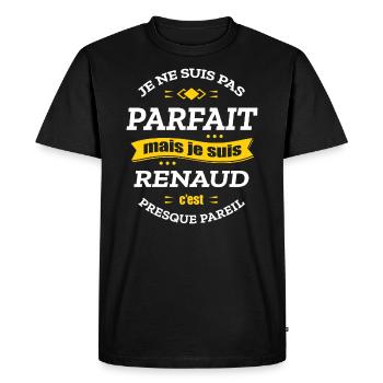 RENAUD PARFAIT - PRENOM RENAUD - T-shirt Premium bio Homme - noir - Devant - Nico (187cm)