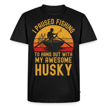 Fishing, fishing and husky - Men's Premium Organic T-Shirt - black - Front - Nico (187cm)