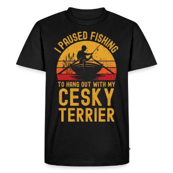 Pêche, pêche et Cesky Terrier - T-shirt Premium bio Homme - noir - Devant - Nico (187cm)