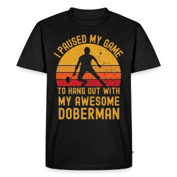 Badminton and Doberman - Men's Premium Organic T-Shirt - black - Front - Nico (187cm)