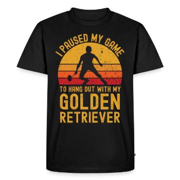 Badminton et Golden Retriever - T-shirt Premium bio Homme - noir - Devant - Nico (187cm)