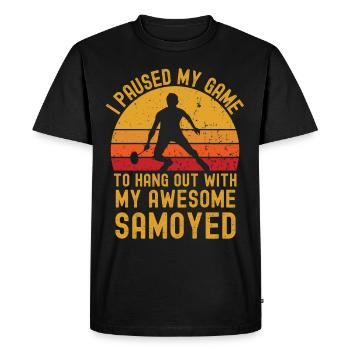 Badminton et Samoyède - T-shirt Premium bio Homme - noir - Devant - Nico (187cm)