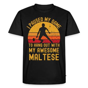 Badminton et maltais - T-shirt Premium bio Homme - noir - Devant - Nico (187cm)