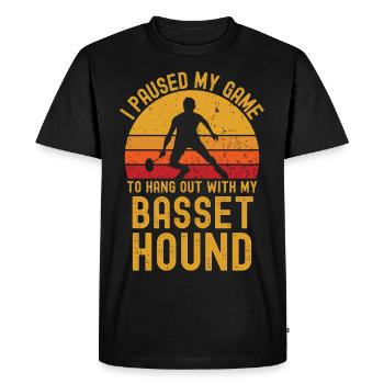 Badminton et Basset Hound - T-shirt Premium bio Homme - noir - Devant - Nico (187cm)