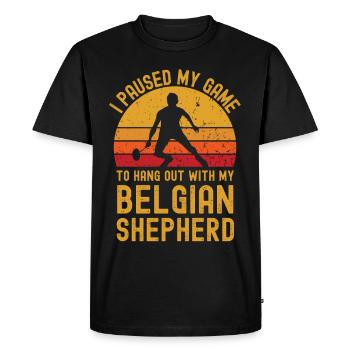 Badminton et berger belge - T-shirt Premium bio Homme - noir - Devant - Nico (187cm)