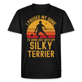 Badminton et Silky Terrier - T-shirt Premium bio Homme - noir - Devant - Nico (187cm)